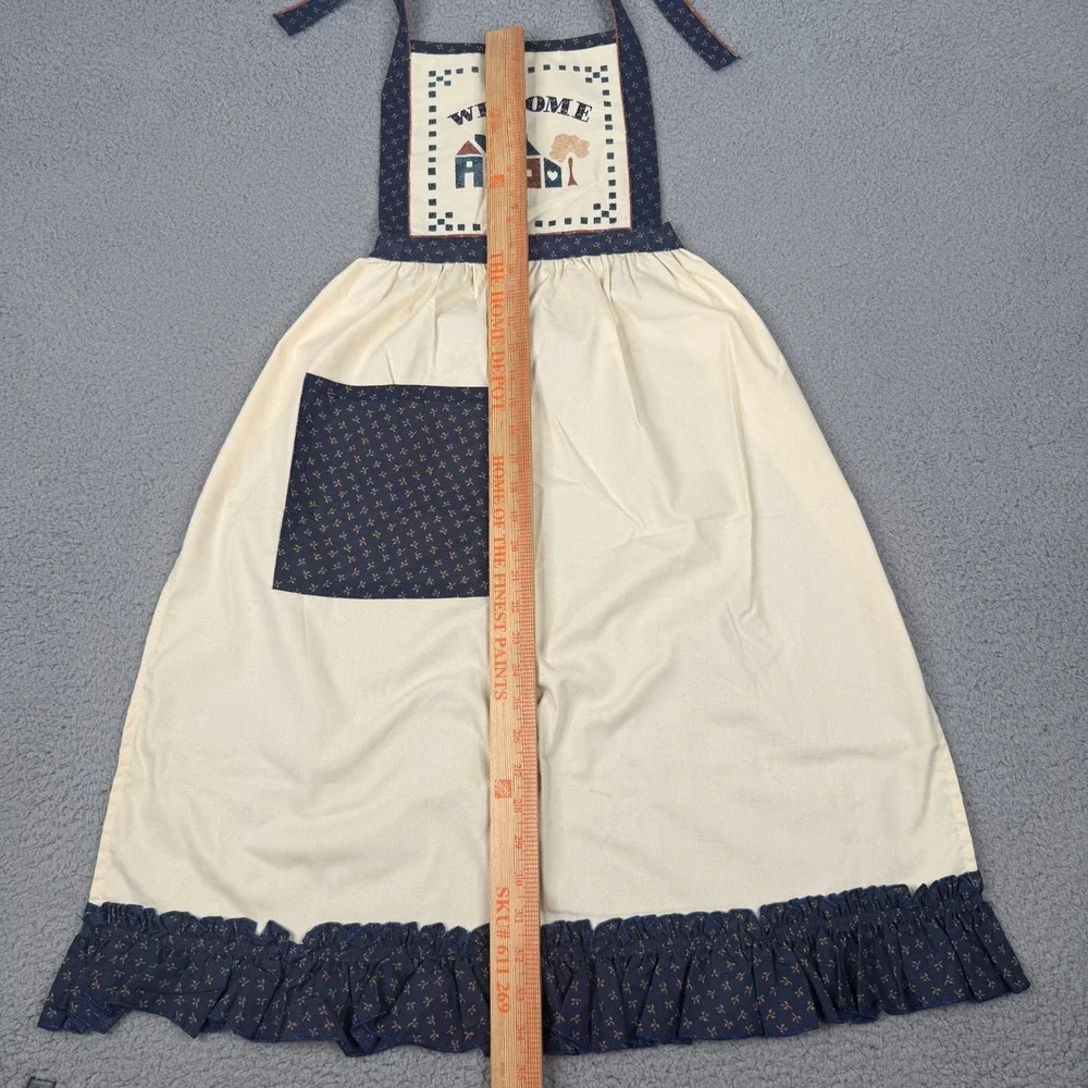 VTG Handmade Full Bib Apron Welcome House Primitive Country Cottagecore Prairie